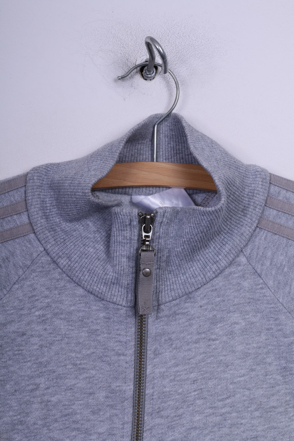 Adidas Femmes 18 44 L Sweat Gris Pull Zip Up Sportswear Haut en Coton 