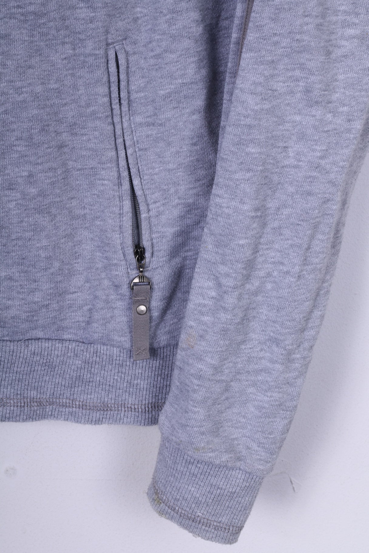 Adidas Womens 18 44 L Sweatshirt Grey Jumper Zip Up Sportswear Cotton Top
