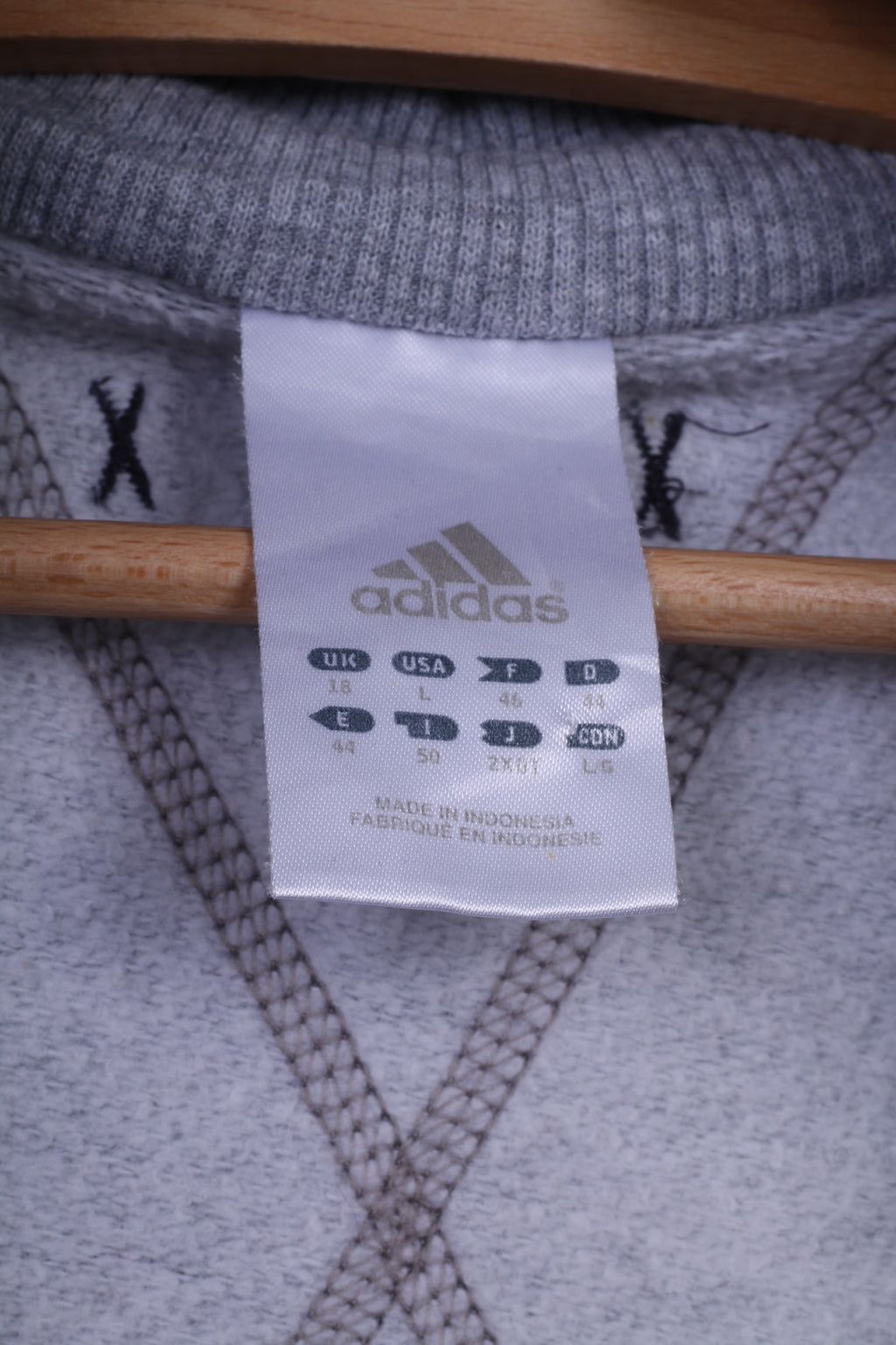 Adidas Femmes 18 44 L Sweat Gris Pull Zip Up Sportswear Haut en Coton 