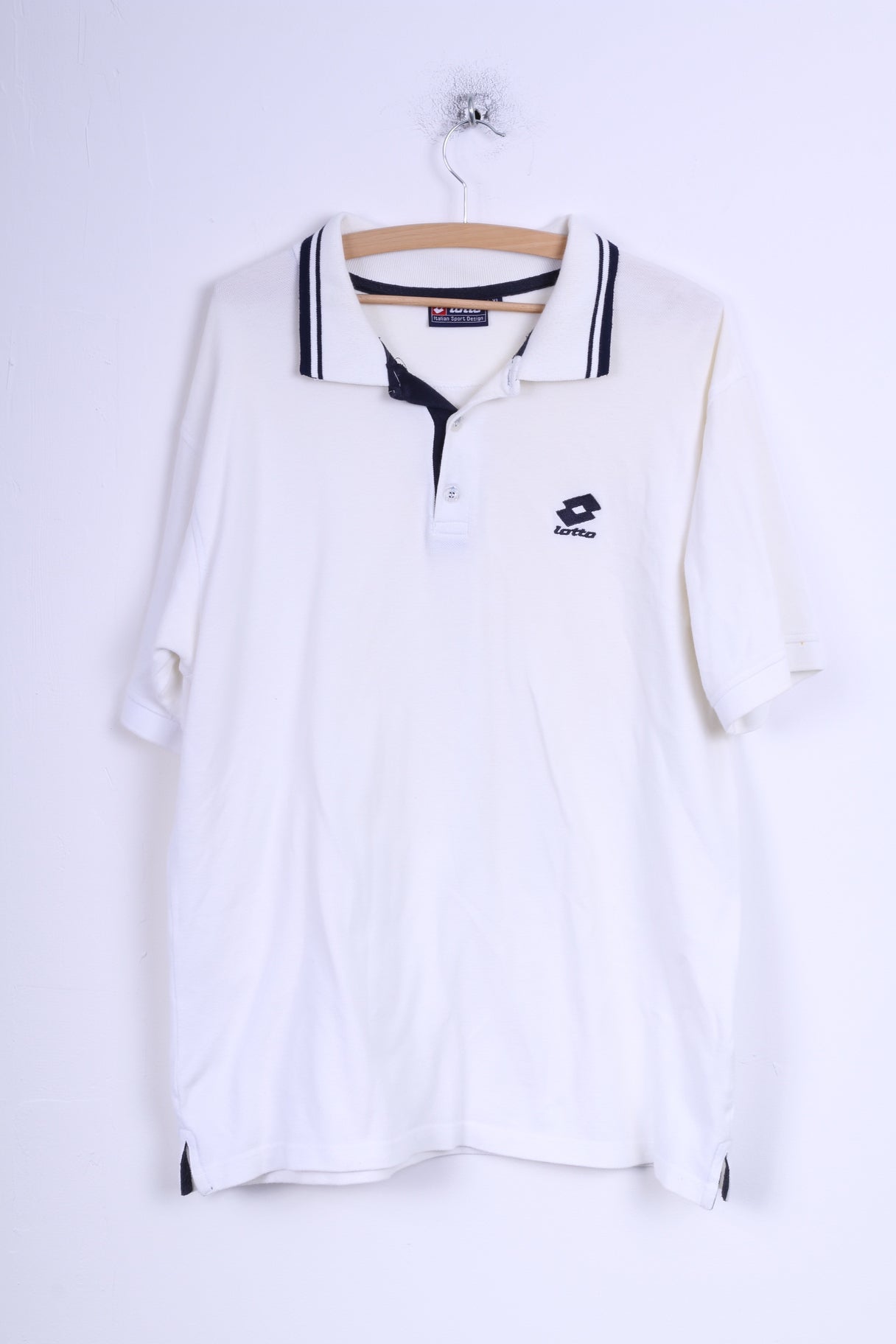 Lotto Mens XL Polo Shirt Cream Cotton Detailed Buttons Sport Top
