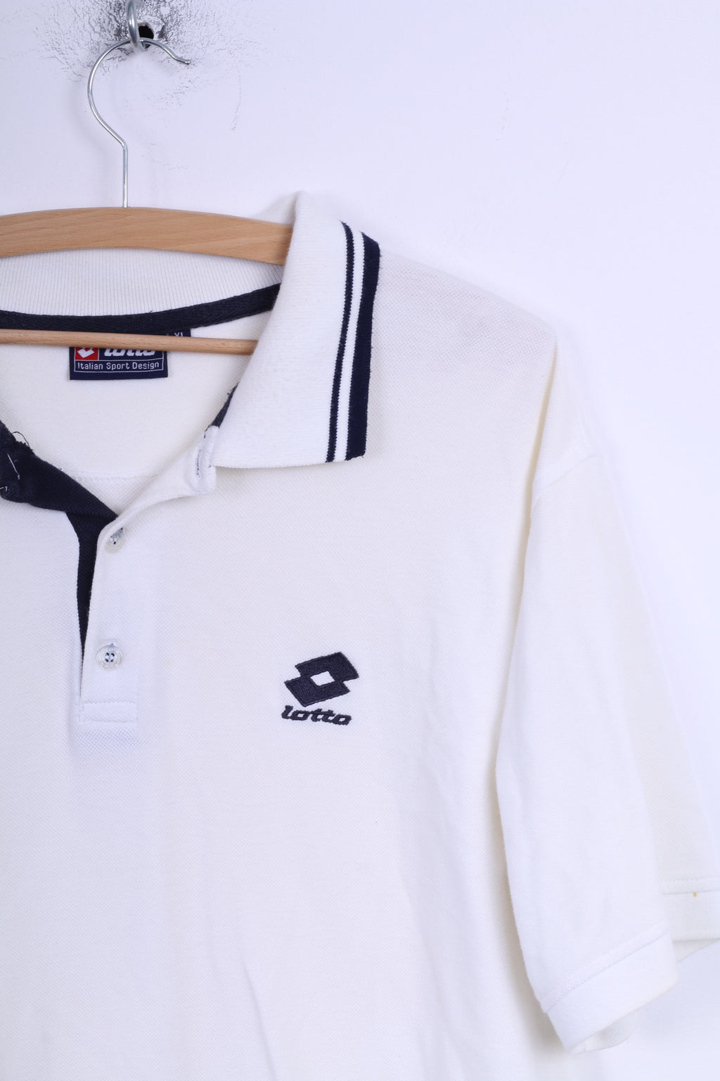 Lotto Mens XL Polo Shirt Cream Cotton Detailed Buttons Sport Top