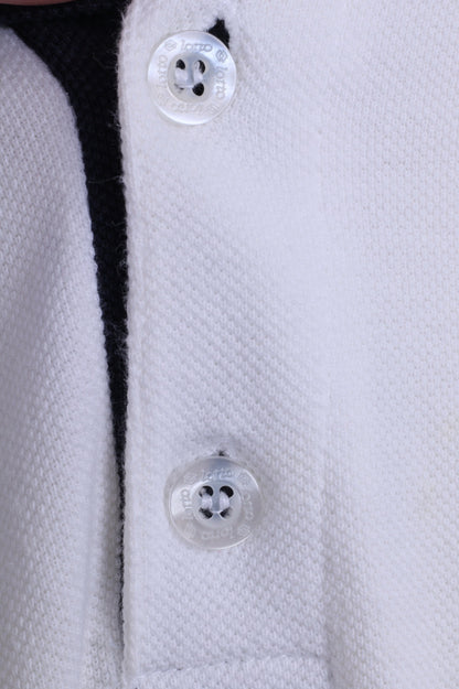 Lotto Mens XL Polo Shirt Cream Cotton Detailed Buttons Sport Top