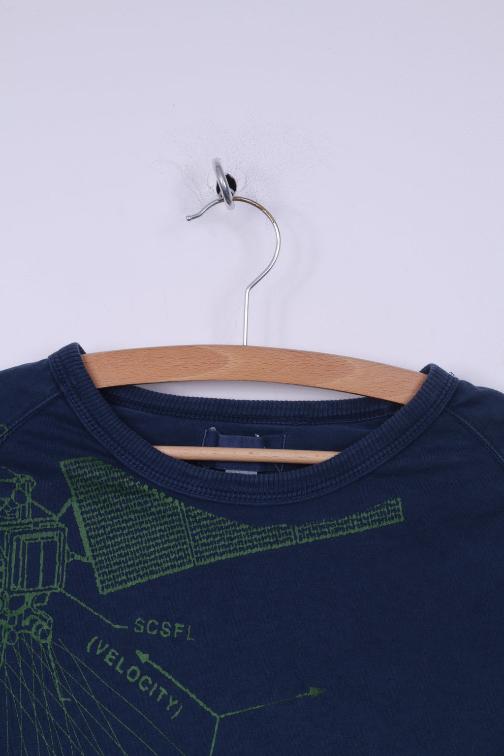 Camicia grafica Diesel da ragazzo L 14 anni Maglietta serafino in cotone a maniche lunghe blu scuro