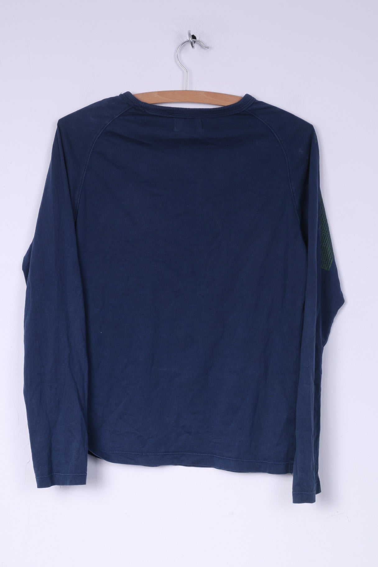 Camicia grafica Diesel da ragazzo L 14 anni Maglietta serafino in cotone a maniche lunghe blu scuro