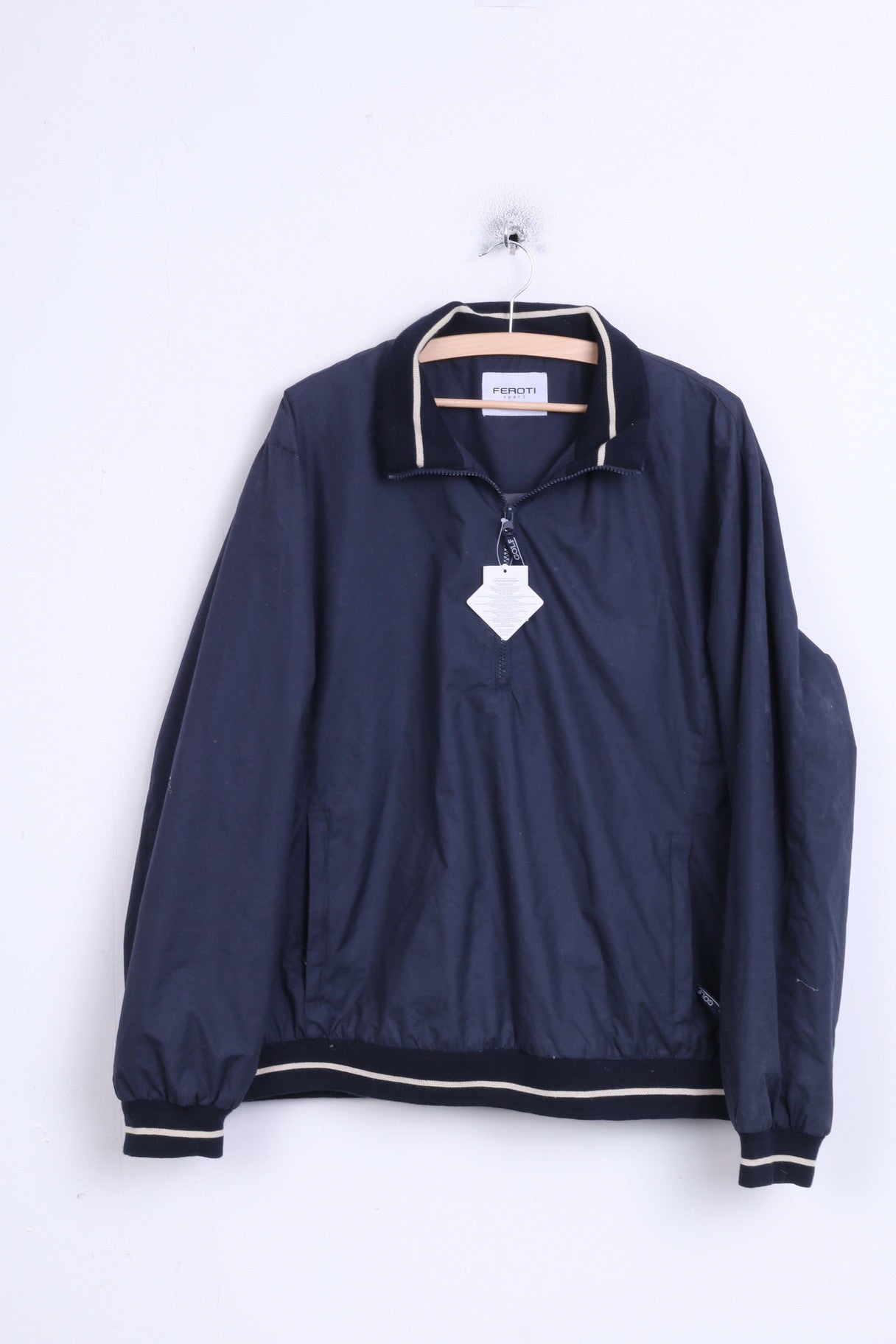 Nouveau FROTI Sport hommes XL veste de survêtement bleu marine col zippé téflon