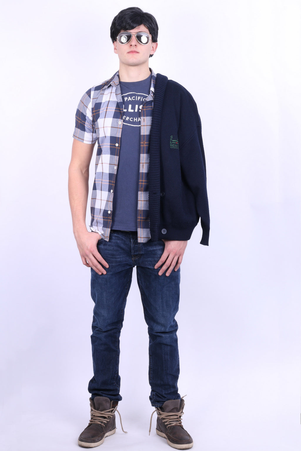 Hollister Pacific Mens M Shirt Navy Blue Short Sleeve Summer Cotton - RetrospectClothes