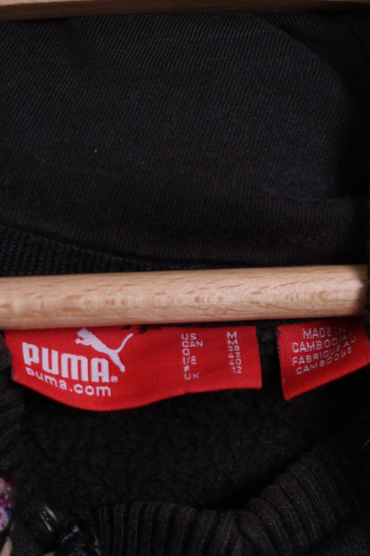 Puma Womens M Sweatshirt Black Cotton Hooded Kangaroo Pocket Top