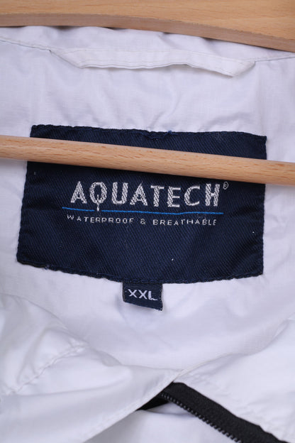 Giacca leggera Aquatech da uomo 2XL bianca con cerniera intera, impermeabile e traspirante