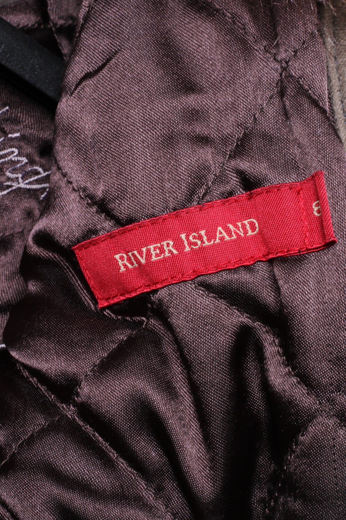 River Island Veste femme 34 8 S en coton marron avec col en fourrure brodé