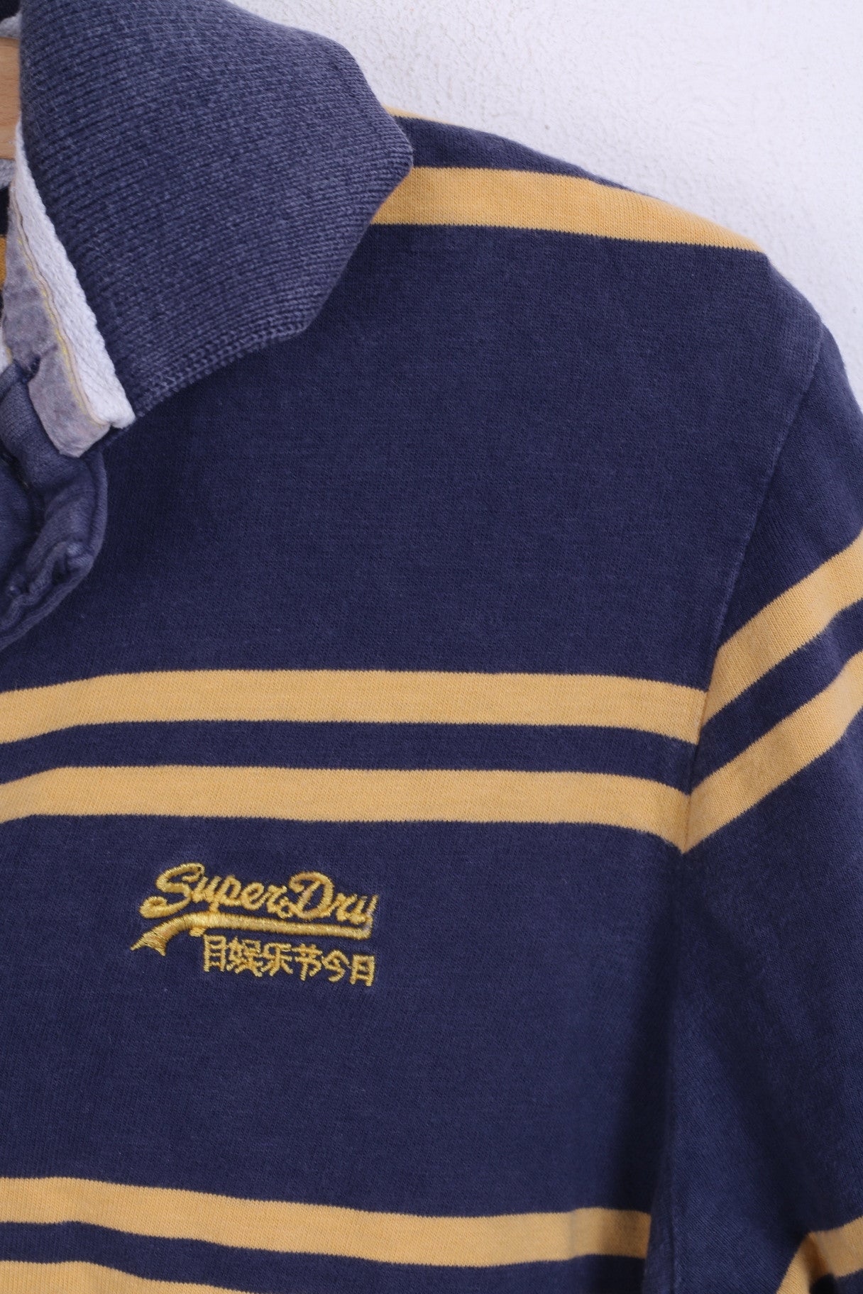 Superdry Polo S Homme Bleu Rayé Coton Manches Courtes