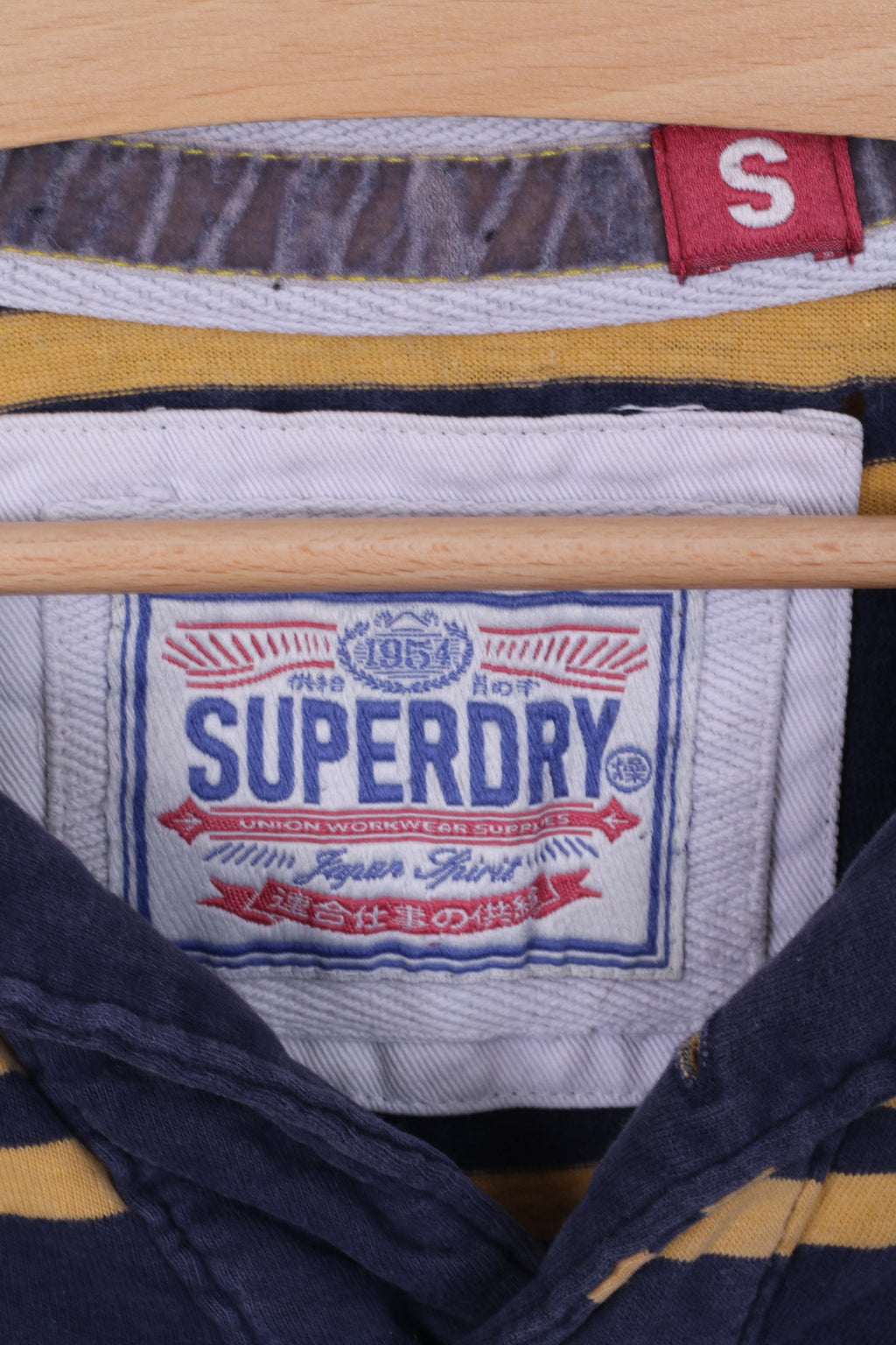 Superdry Polo S Homme Bleu Rayé Coton Manches Courtes