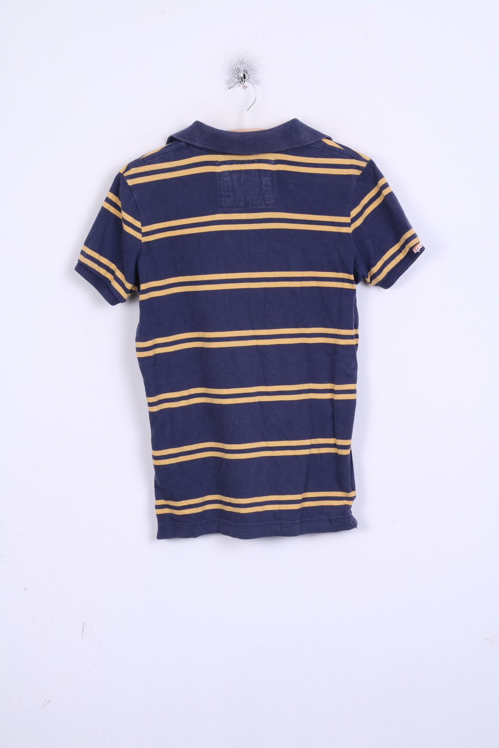 Superdry Polo S Homme Bleu Rayé Coton Manches Courtes