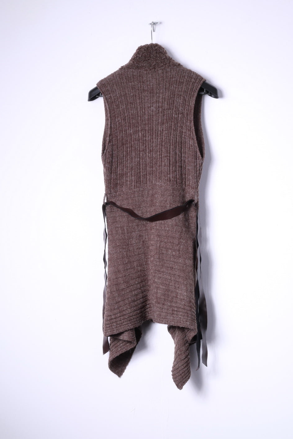 FLOYD by Smith Womens XL (M) Sweater Belted Brown Long Open Front Sleeveless Italy