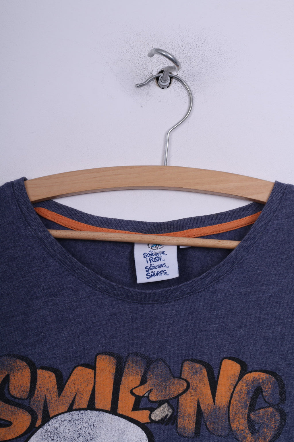 Smiling On The Inside Womens 14 L Shirt Graphic  Smurfs Blue Cotton