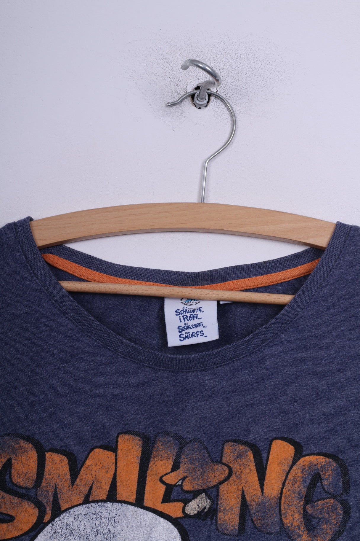 Smiling On The Inside Womens 14 L Shirt Graphic  Smurfs Blue Cotton