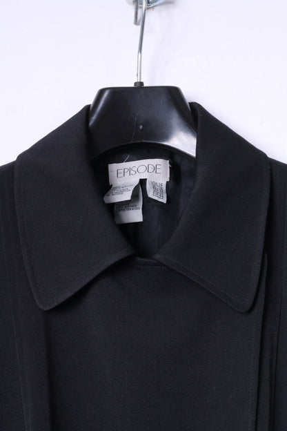 EPISODE Women 44 16 Blazer Black Wool Blend Double Breasted Jacket
