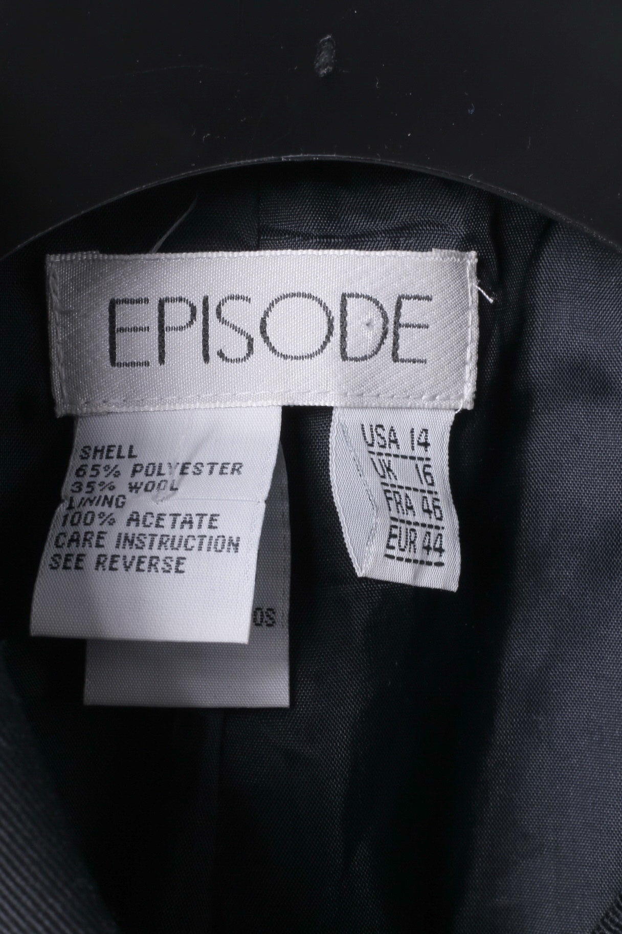 EPISODE Women 44 16 Blazer Black Wool Blend Double Breasted Jacket