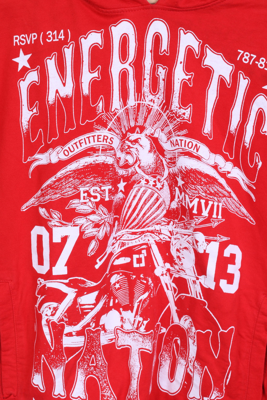 OUTFITTERS NATION Mens M Sweatshirt Red Jumper Hood Cotton