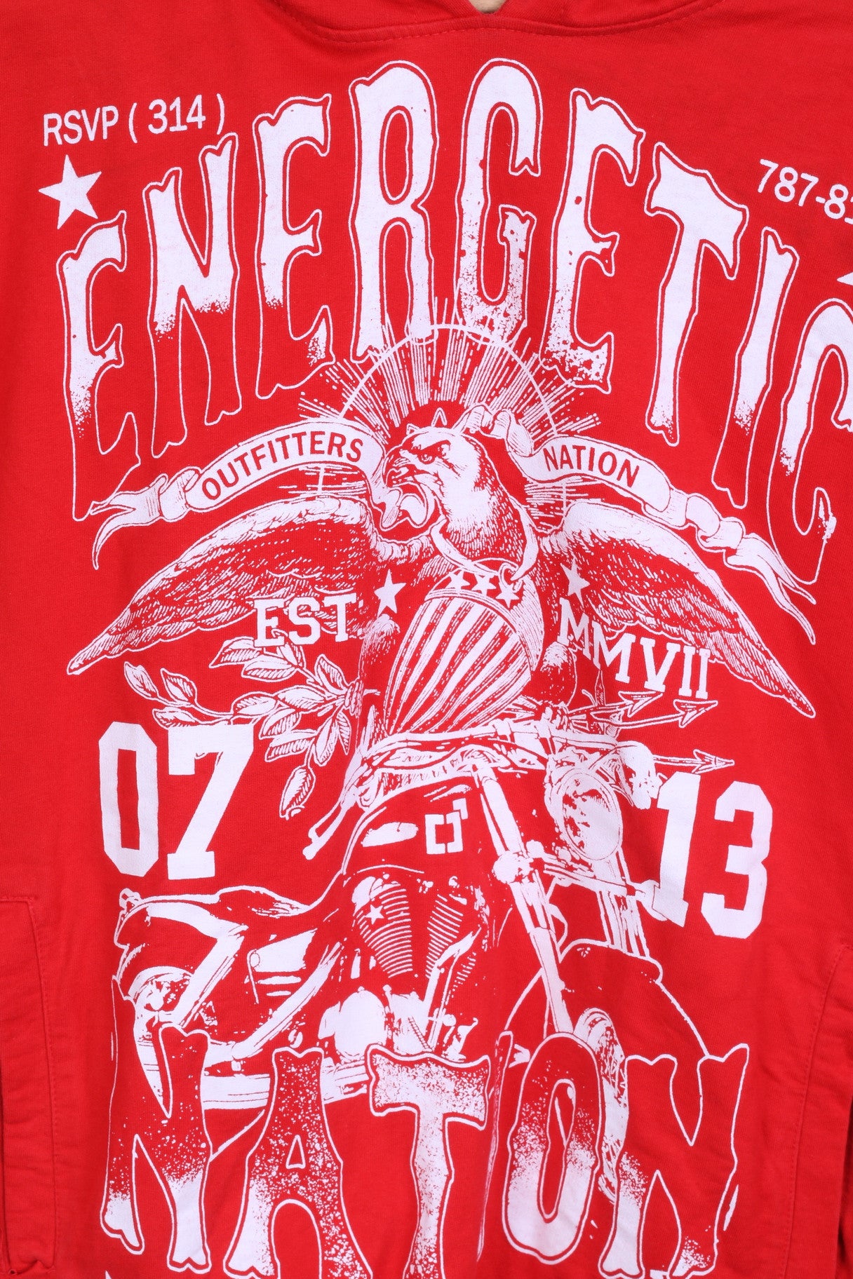 OUTFITTERS NATION Mens M Sweatshirt Red Jumper Hood Cotton