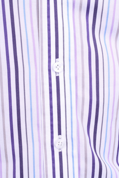 Daniel Hechter Mens 15 S Casual Shirt Cotton White Striped - RetrospectClothes