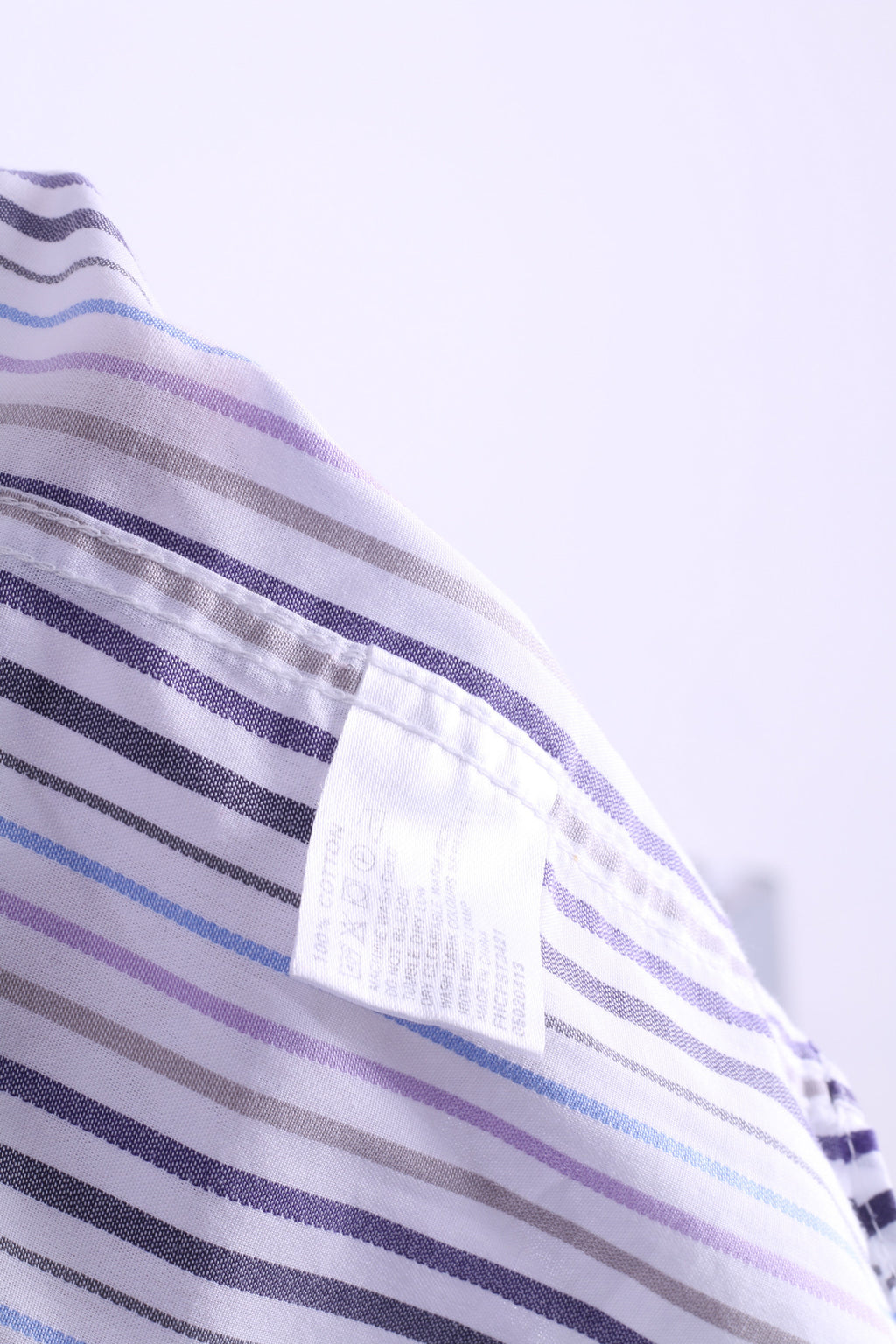 Daniel Hechter Mens 15 S Casual Shirt Cotton White Striped - RetrospectClothes