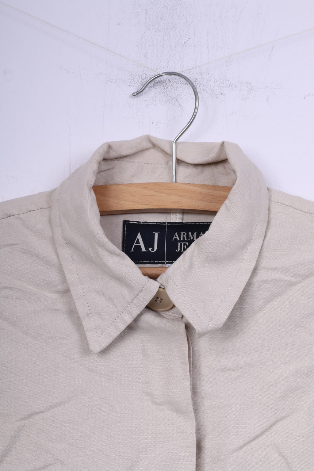Armani Jeans Femme 8 36 S Blazer court Beige Viscose Italie Veste à simple boutonnage