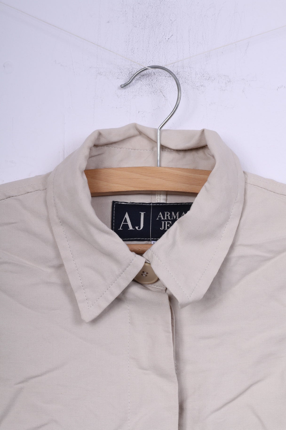 Armani Jeans Femme 8 36 S Blazer court Beige Viscose Italie Veste à simple boutonnage