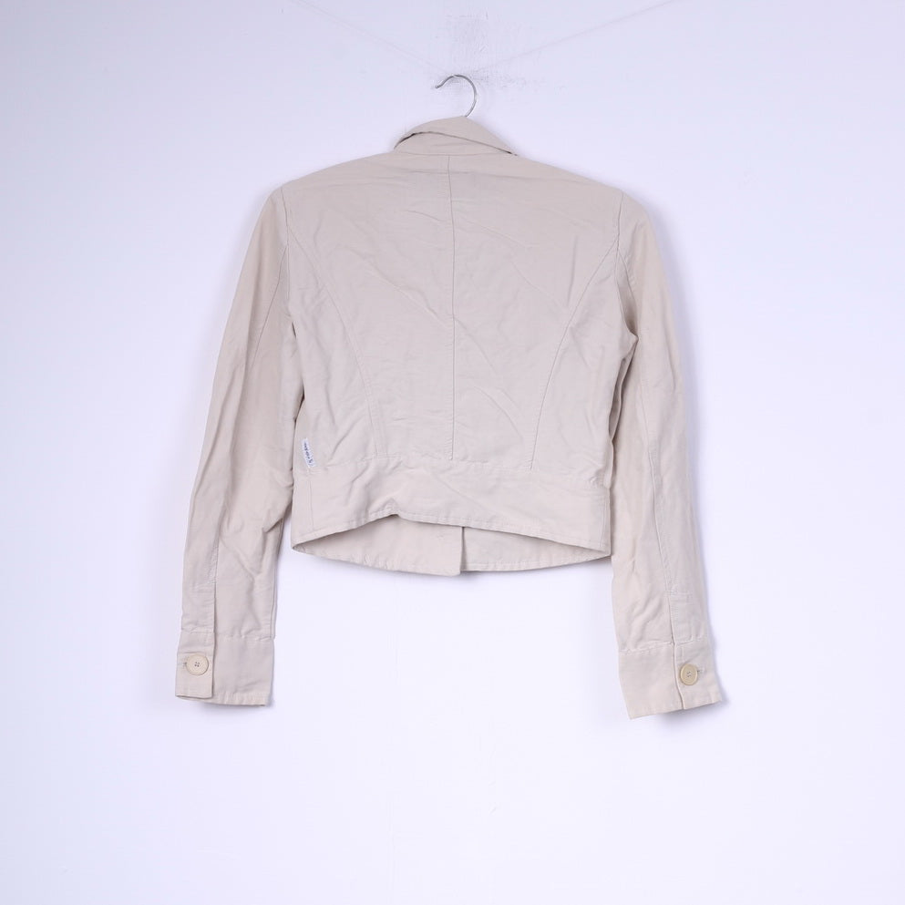 Armani Jeans Femme 8 36 S Blazer court Beige Viscose Italie Veste à simple boutonnage