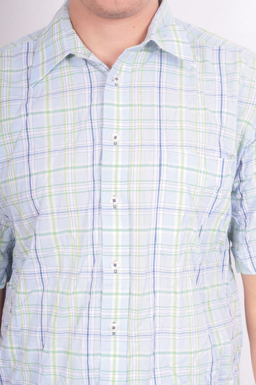Capt.Scott Nautical Chemise décontractée M pour homme en jersey de coton bleu à carreaux