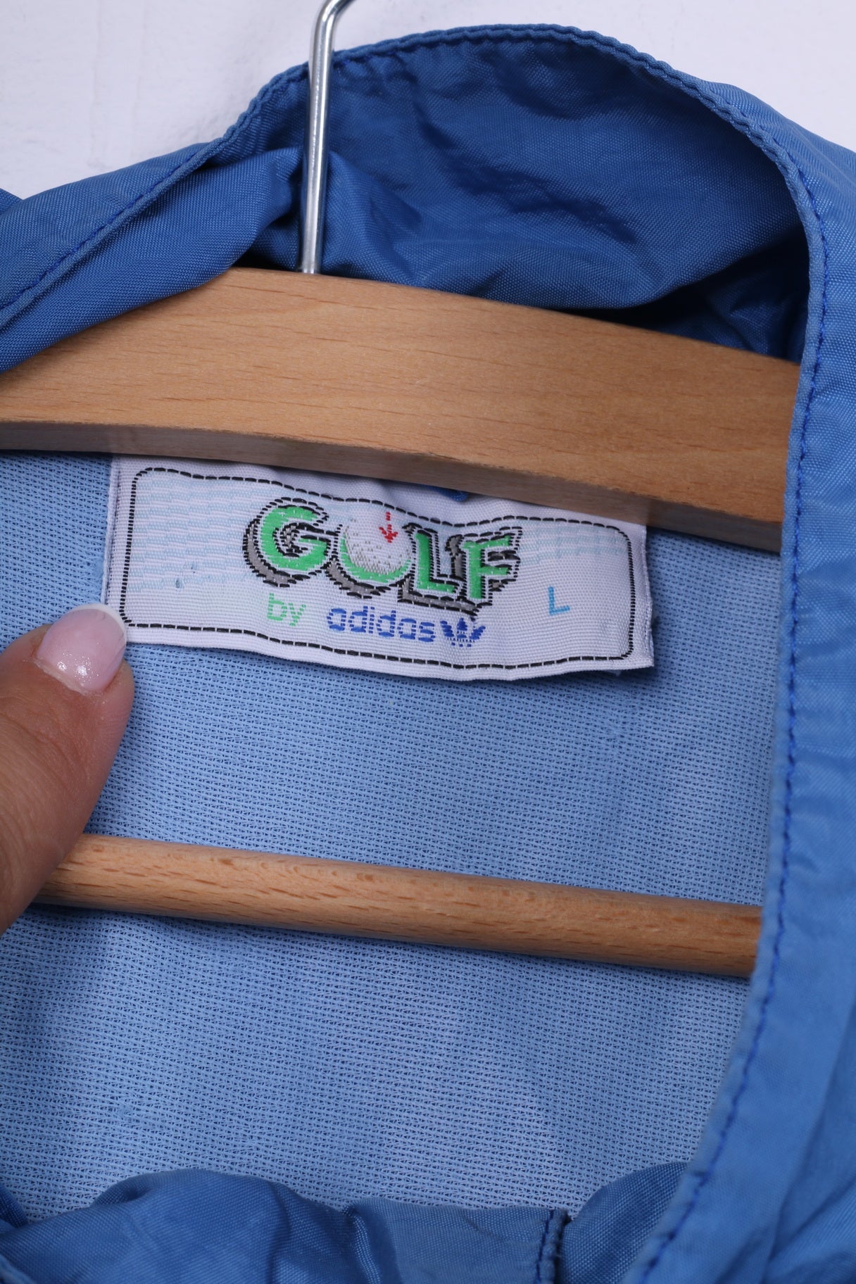 Adidas Golf Giacca da uomo L. Top sportivo in nylon con cerniera vintage blu