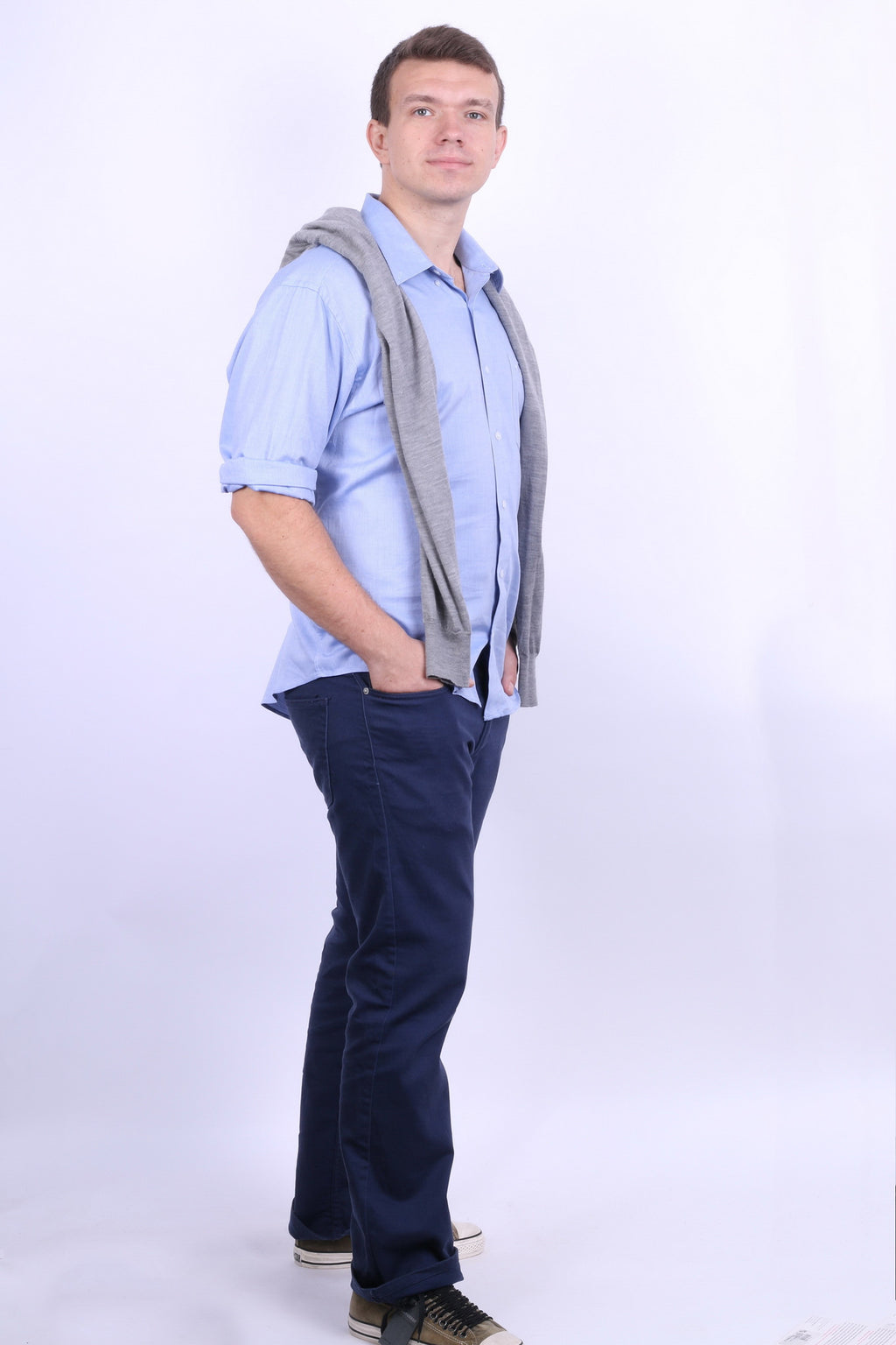 New Fila Mens 2XL Casual Shirt Long Sleeve Blue Checkered Cotton - RetrospectClothes