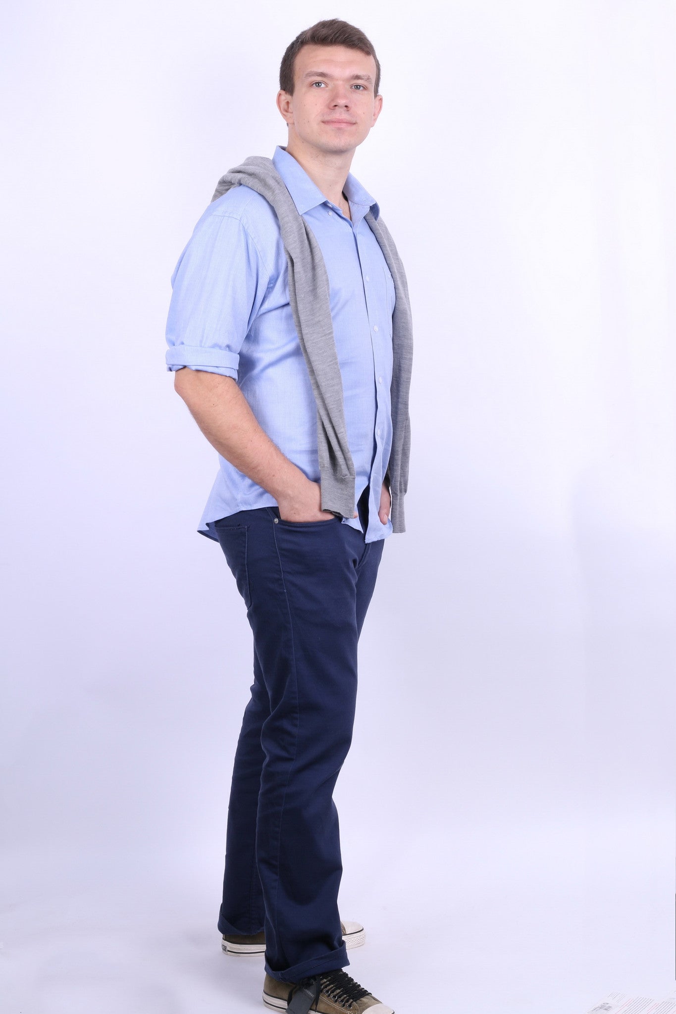 New Fila Mens 2XL Casual Shirt Long Sleeve Blue Checkered Cotton - RetrospectClothes