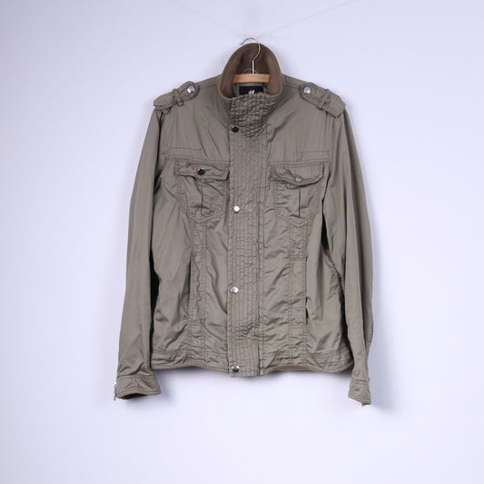 H&M Mens 52 M Jacket Greeen Lightweight Full Zipper Pockets Cotton Top