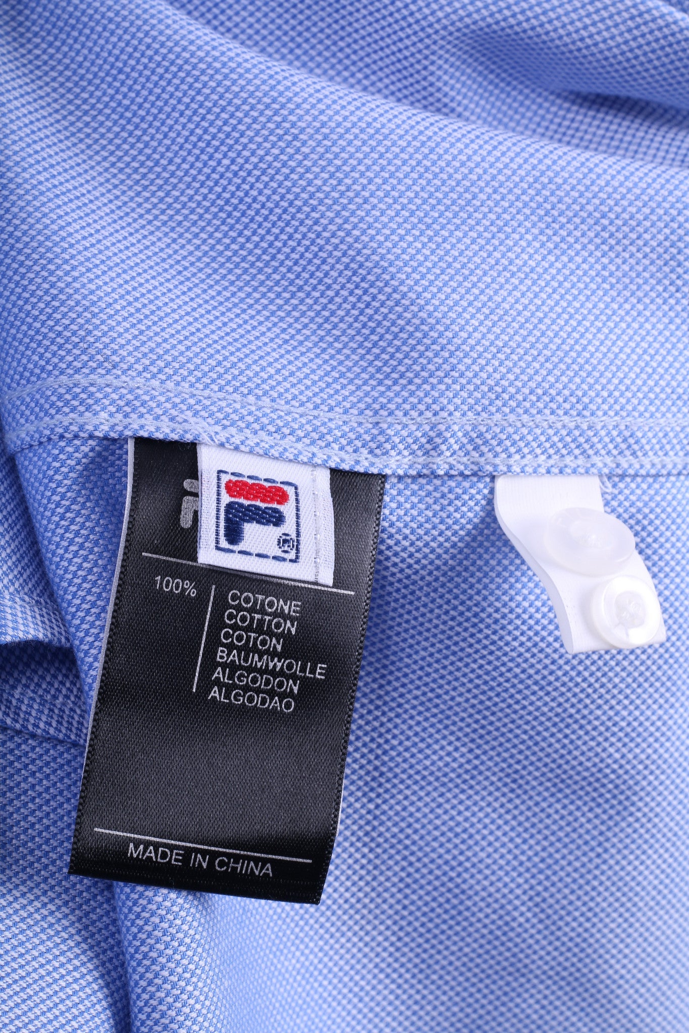 New Fila Mens 2XL Casual Shirt Long Sleeve Blue Checkered Cotton - RetrospectClothes