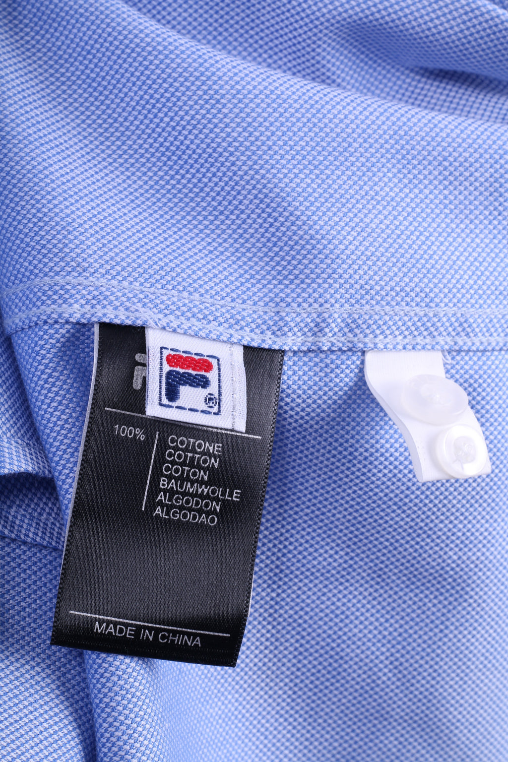 New Fila Mens 2XL Casual Shirt Long Sleeve Blue Checkered Cotton - RetrospectClothes