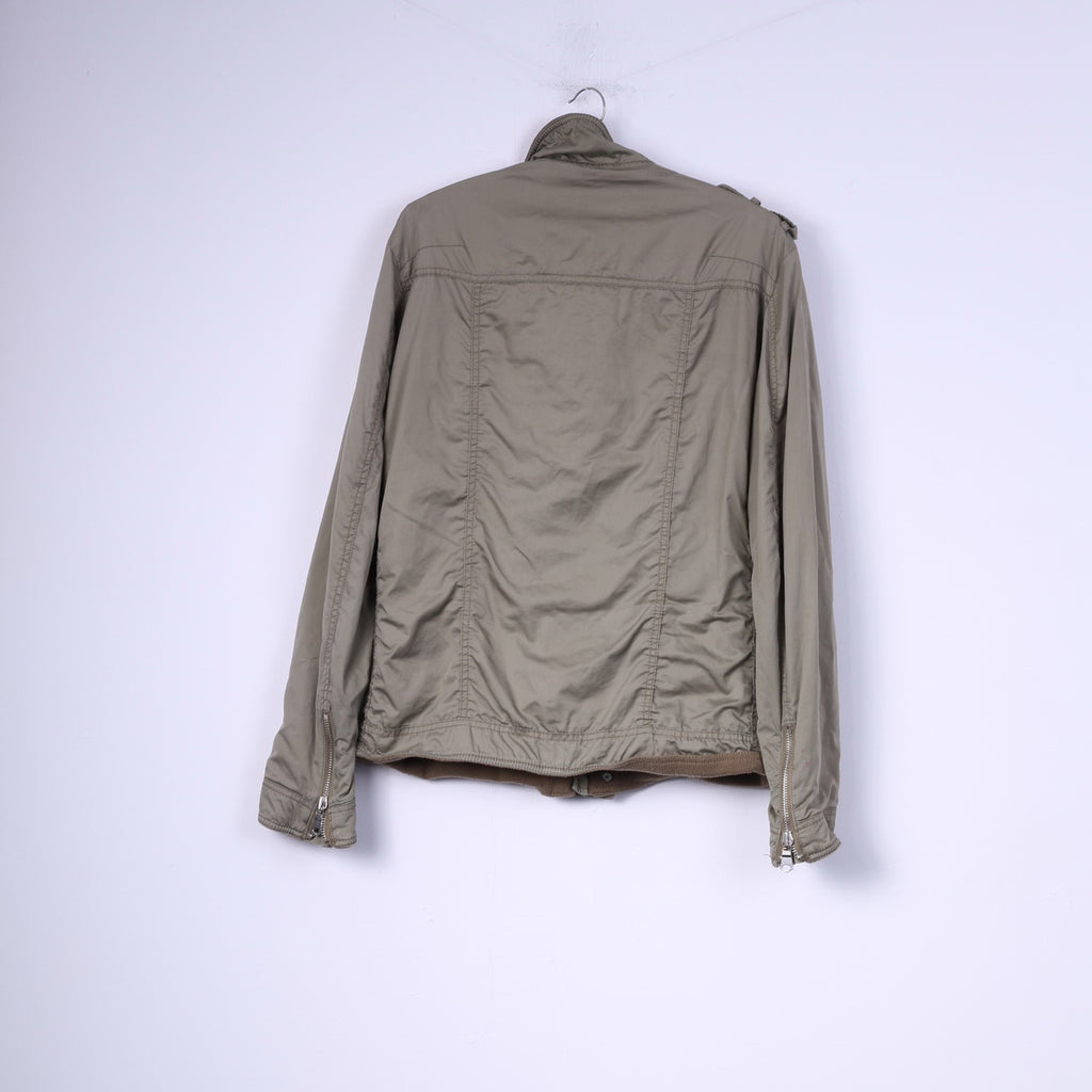 H&amp;M Hommes 52 M Veste Vert Léger Poches entièrement zippées Haut en coton