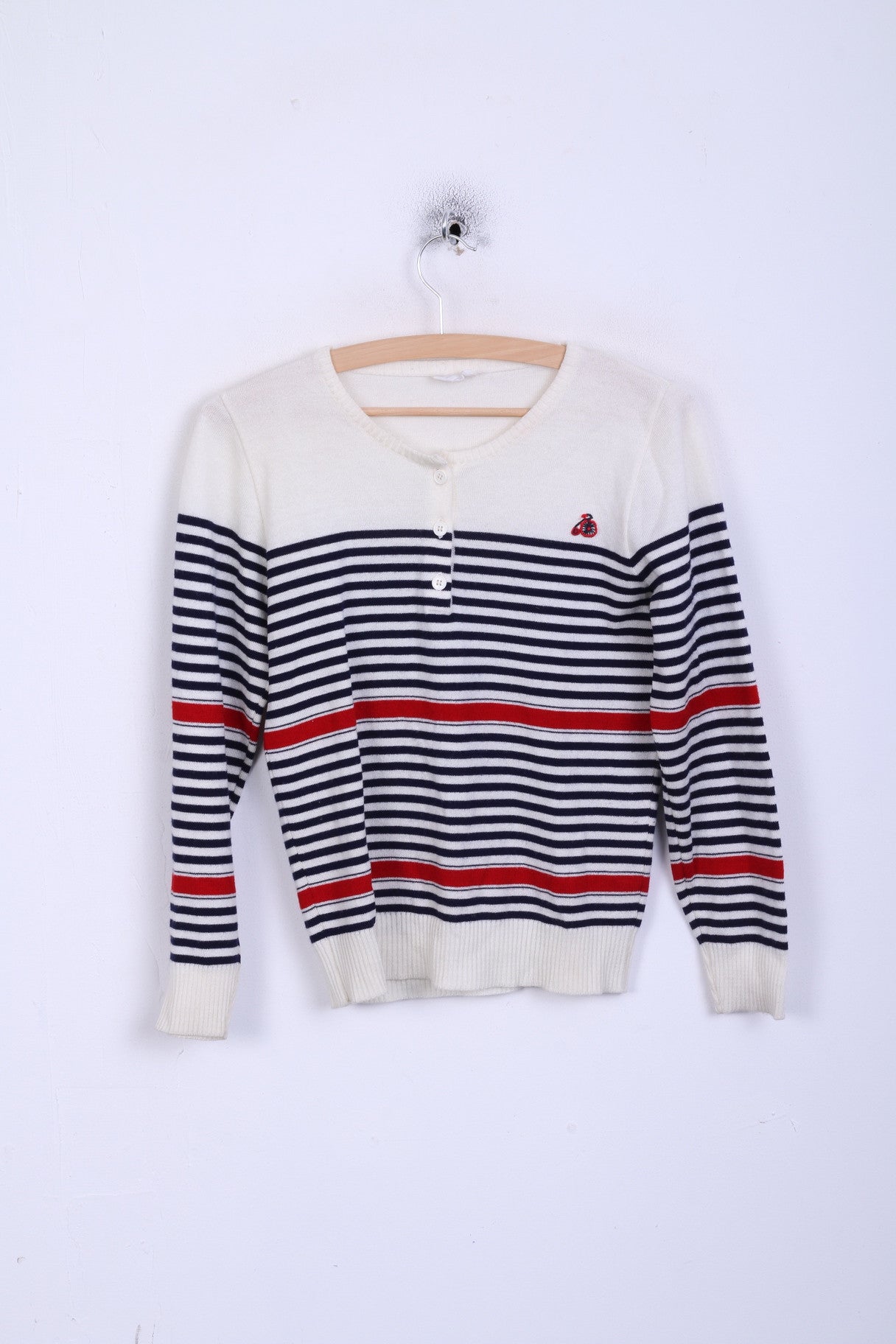 CASHI Femme 38 M Pull Beige Rayé Col Rond