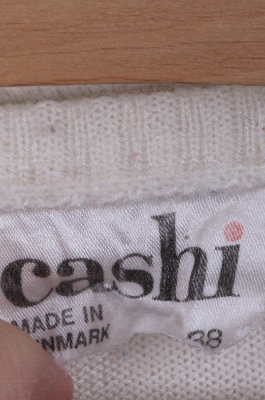 CASHI Femme 38 M Pull Beige Rayé Col Rond