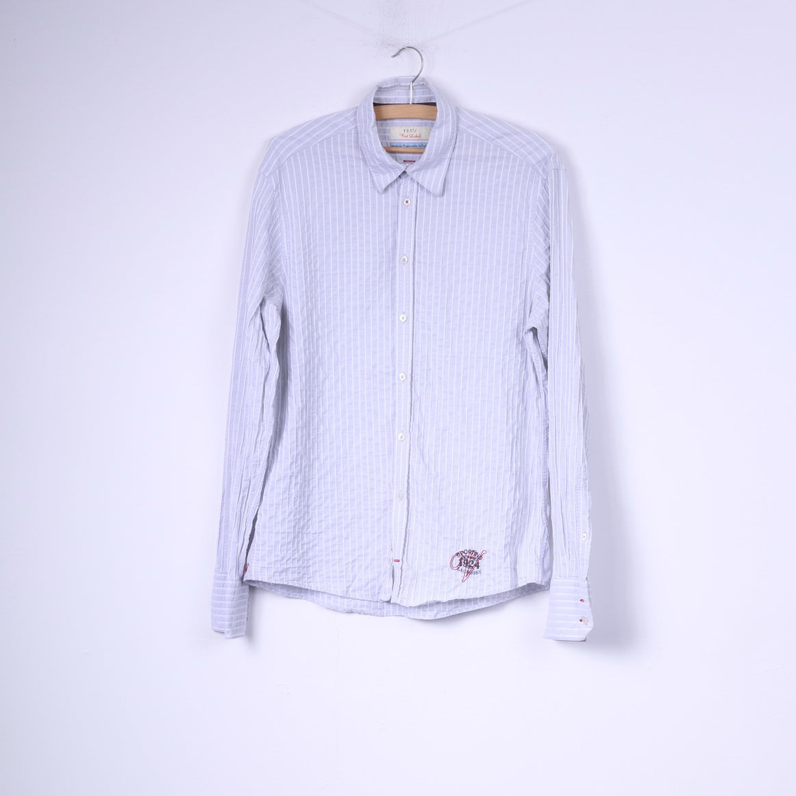 Venti Chemise décontractée pour homme à rayures gris clair à manches longues en coton rayé