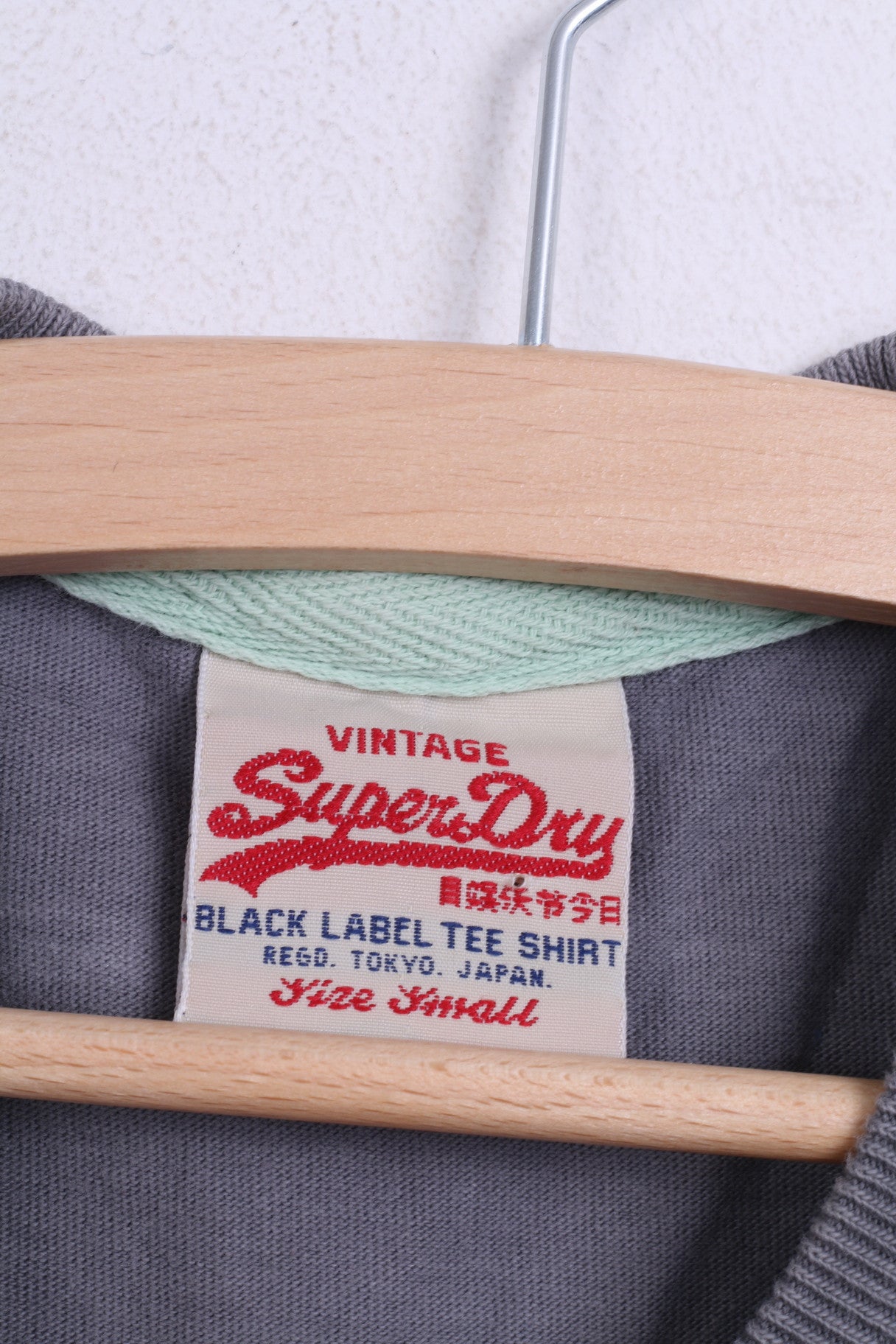 Superdry Mens S T-Shirt Motor Oils Collar Cotton Japan Style Grey - RetrospectClothes