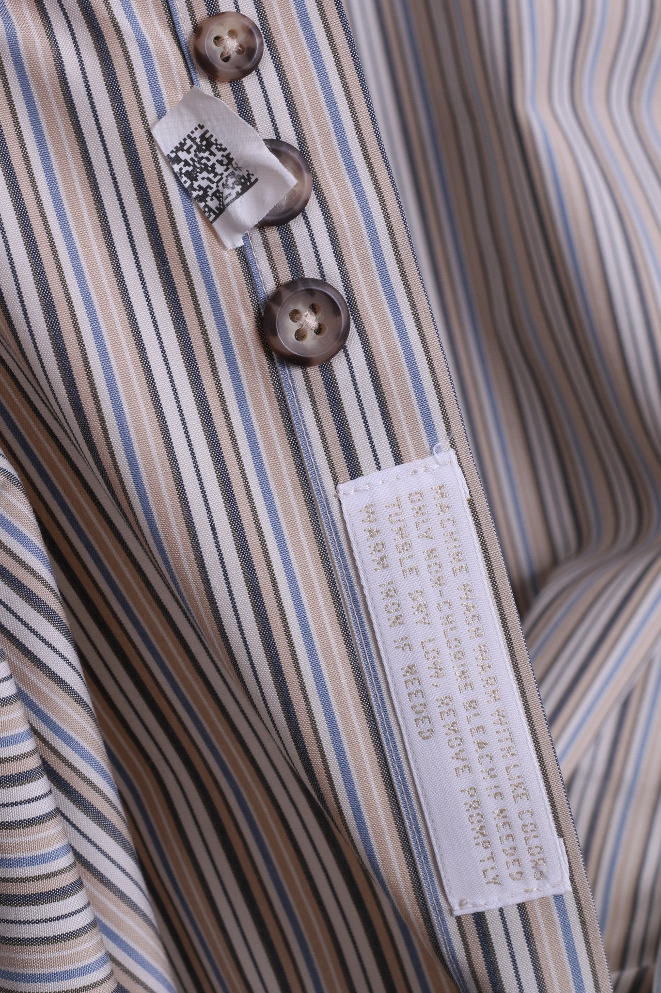 Nordstrom Mens XL Casual Shirt Cotton Striped Beige Color Button Down Collar - RetrospectClothes