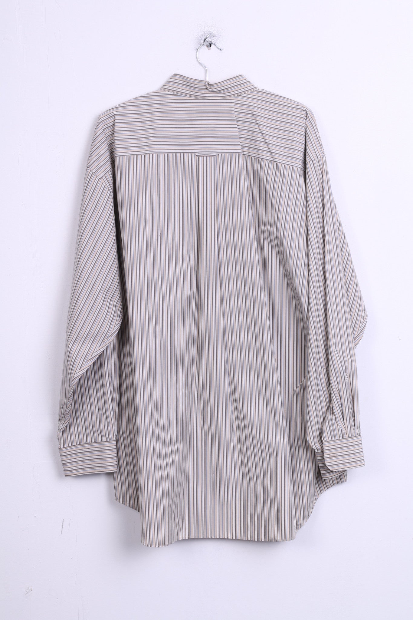 Nordstrom Mens XL Casual Shirt Cotton Striped Beige Color Button Down Collar - RetrospectClothes