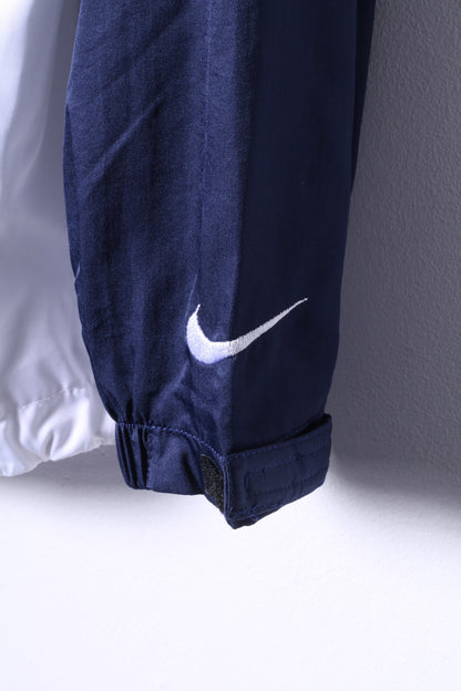 Giacca Nike S 173 da uomo, bianca, blu scuro, leggera, con zip, golf classico vintage