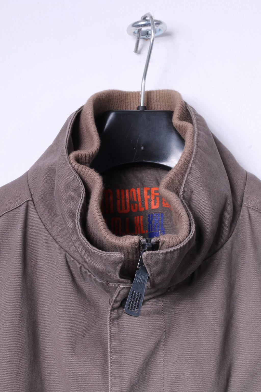 Tom Wolfe Veste XXL pour homme en coton kaki avec fermeture éclair et plusieurs poches