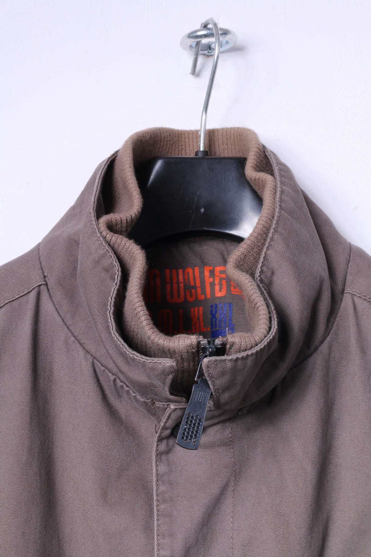 Tom Wolfe Veste XXL pour homme en coton kaki avec fermeture éclair et plusieurs poches