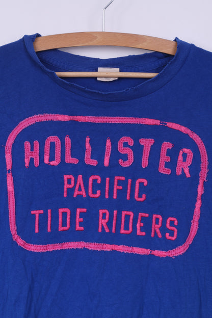 Hollister California Mens M Graphic Shirt Blue Cotton Crew Neck Pacific