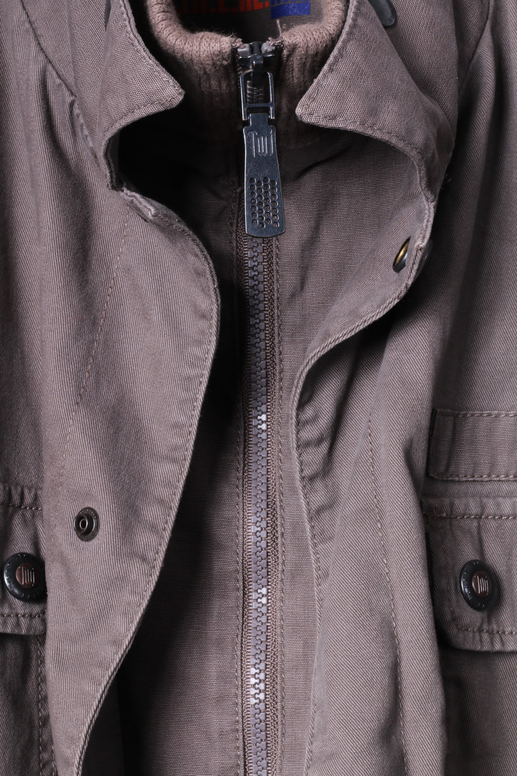 Tom Wolfe Veste XXL pour homme en coton kaki avec fermeture éclair et plusieurs poches