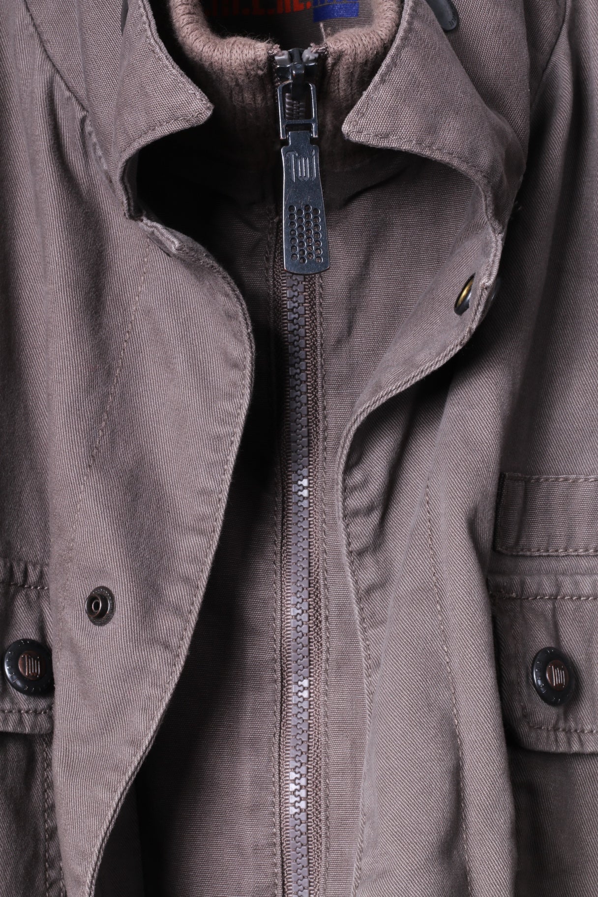 Tom Wolfe Veste XXL pour homme en coton kaki avec fermeture éclair et plusieurs poches