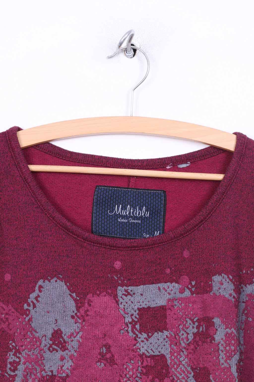 Multiblu Femme M Graphic Jumper Amaranth Sweatshirt Col Rond Coton