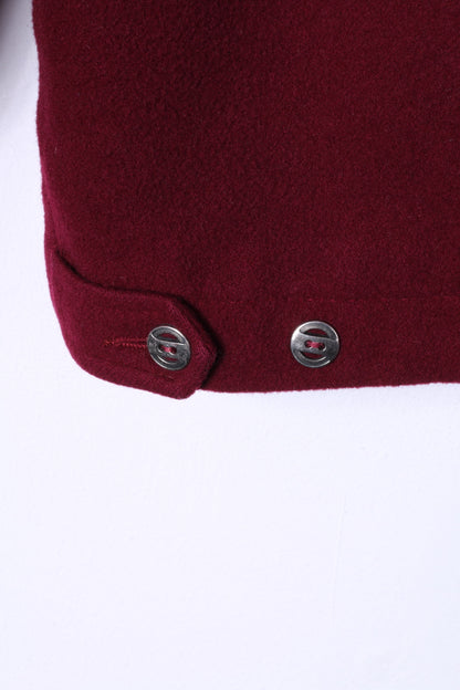 Tom Wolfe London Womens S Jacket Maroon Wool Zip Up Oversize Casual Top